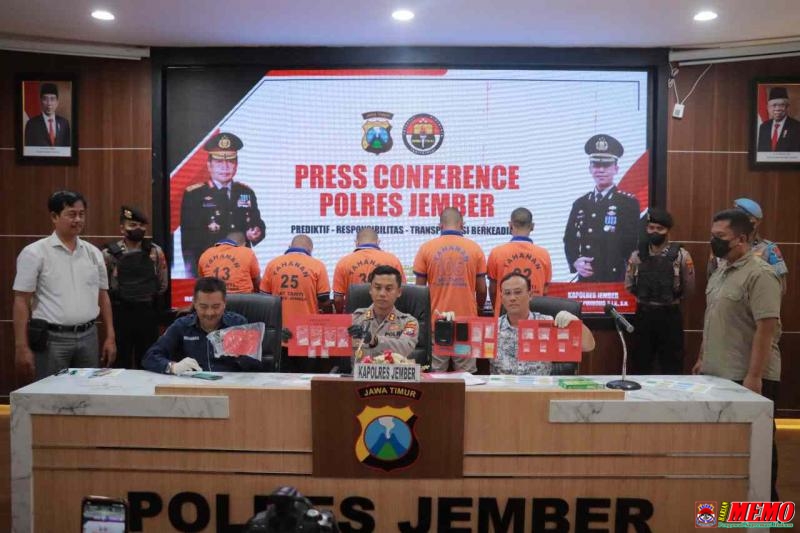Polres Jember Berhasil Amankan 5 Tersangka Kasus Peredaran Narkoba