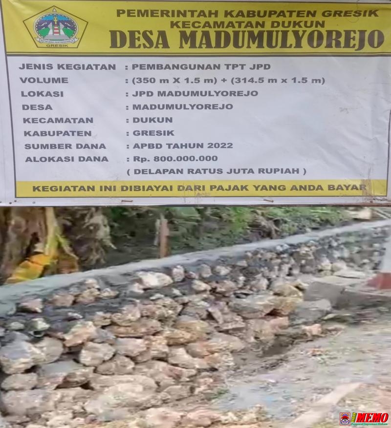 Pekerjaan Proyek TPT Desa Madumulyorejo Diduga Sarat Penyimpangan