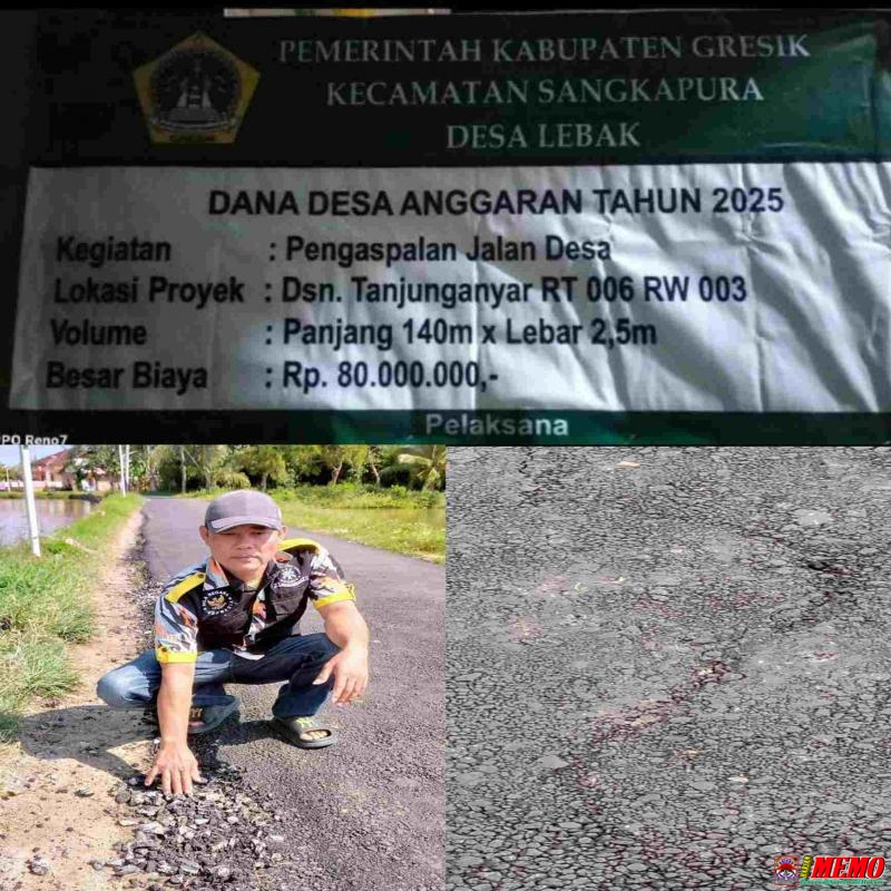 Dana Desa Lebak Hanya Jadi Aspal Tipis, Ambyar Sebelum Dirasakan Masyarakat, Kades Fadal Bungkam