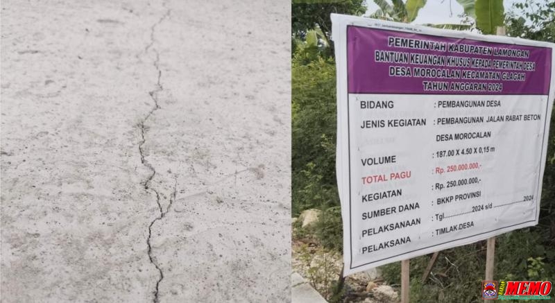 Mutu dan Kualitas Proyek Rabat Beton Ratusan Juta di Desa Morocalan Dipersoalkan