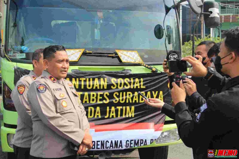 Polrestabes Surabaya Peduli Kemanusiaan, Kirim Paket Sembako Ke Cianjur