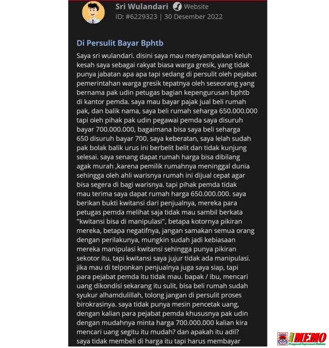 Oknum Pejabat Pemkab Gresik Diduga Bermain Administrasi Pajak BPHTB
