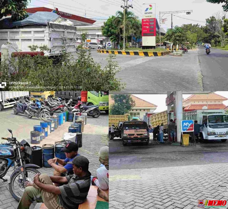 Masyarakat Kuras BBM Subsidi Gunakan Drum di SPBU 54 662.22 Deket Lamongan