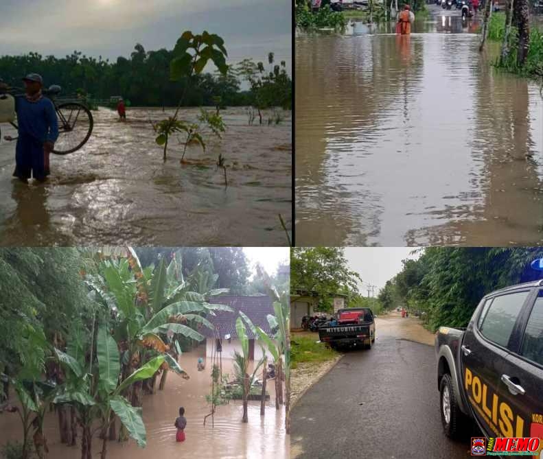 Kapolres Tuban bersama Dandim Tinjau 9 Desa di Kecamatan Parengan yang Terendam Banjir