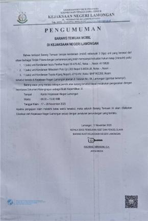 Segera Cek, 3 Unit Mobil Sitaan Kejari Lamongan Menanti Pemilik Sah, Bukti Kepemilikan Wajib Dibawa!