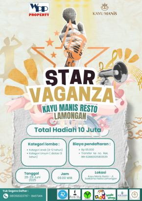 Siapkan Vokal dan Ramaikan Star Vaganza Lamongan, Kompetisi Mencari Bakat Berhadiah Jutaan Rupiah